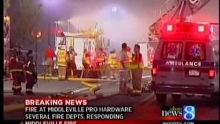 preview picture of video 'Crews battle fire at hardware store'