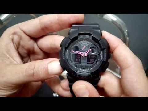 G-Shock GA100-1A4 Big Combination Military Series Watch Black - Pink