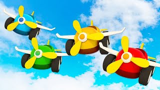 The racing car wants to FLY! Funny cartoons for kids. Learn colors with Helper cars cartoon for kids