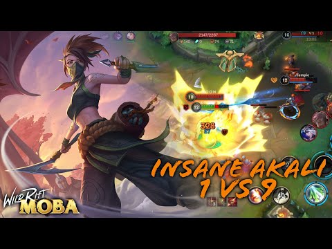 Wild Rift | Insane akali 1 vs 9 Solo carry my team | 0 death akali challenge | Akali Tips & Tricks