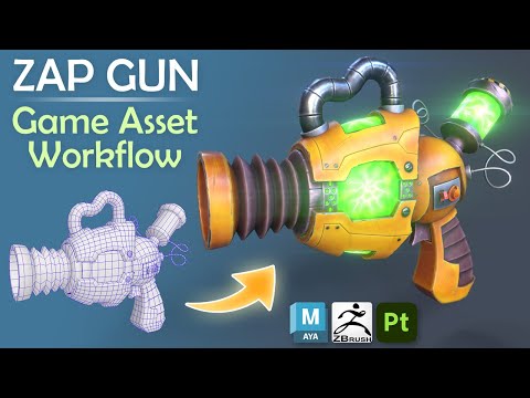 3D Game Asset Creation (Full Process) - Zap Gun