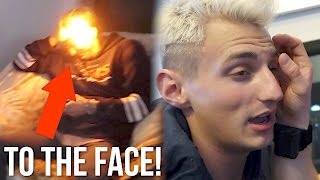 I BURNT MY ROOMMATE&#39;S EYEBROW OFF WITH A FLAMETHROWER!