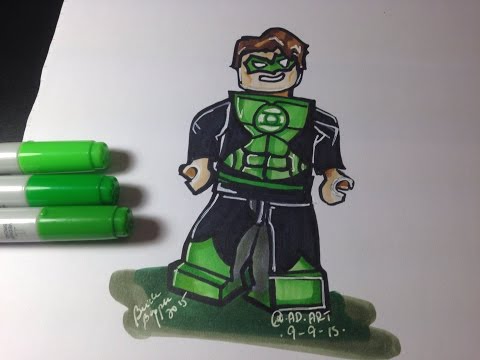 How to draw Lego Green Lantern - Lego Speed Draw #88