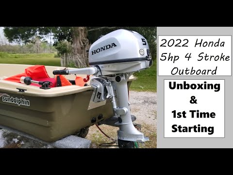 2022 Honda 5 HP 4 Stroke Outboard BF5D - Unboxing and Starting For The 1st Time Sun Dolphin Jon Boat