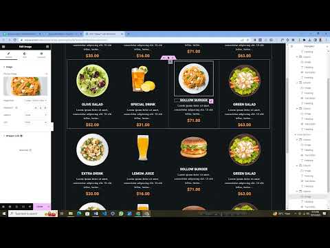 Seção do menu do site do restaurante