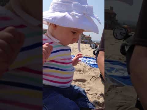 Sabine's First Time at the Beach, 4 months old.