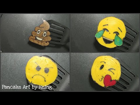 Emoji Pancake Art - Poop, Angry, kiss, Tear Face