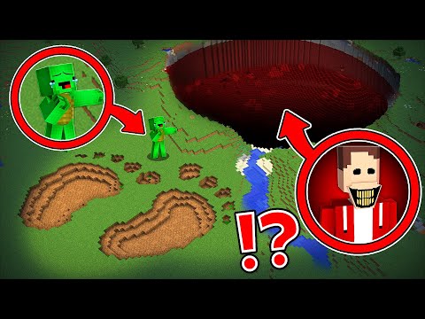 Mikey found the FOOTPRINTS of TALLEST JJ in PIT in Minecraft Challenge - Maizen