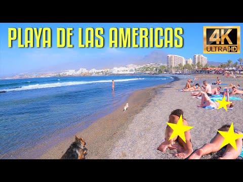 Playa de las Américas // Beach Walk Tour Tenerife Spain December 2021 4K