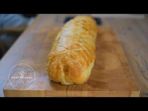 Venison wellington, celeriac puree & charred Tenderstem