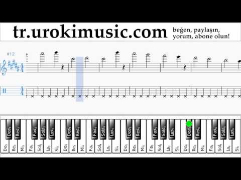 Piyano Nasıl Çalınır (sağ el) David Guetta, Justin Bieber - 2U Tablatura Bölüm#1 egzersizleri um