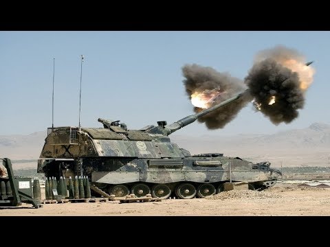 German PzH2000 155mm In Action - PzH2000 Self Propelled Howitzers