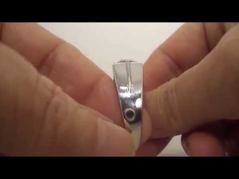 Men's Swarovski Zirconia Crystal Sterling Silver Ring w/ Platinum Overlay - Size 14