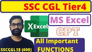 Ms Excel  |  Important FUNCTIONS & FORMULAS | CPT | SSC CGL Tier4 | Computer Proficiency Test