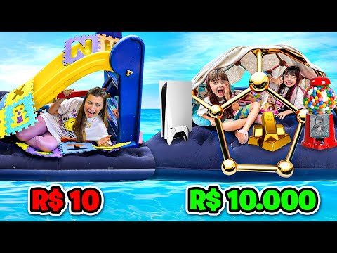 Casa Flutuante de R$10 vs R$10000  Casa Rico vs Casa Pobre! COMPILAÇÃO