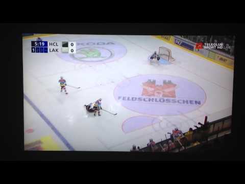 Sven Berger Hip Check on Lorenz Kienzle | HC Lugano vs Rapperswil-Jona Lakers | 01/05/13