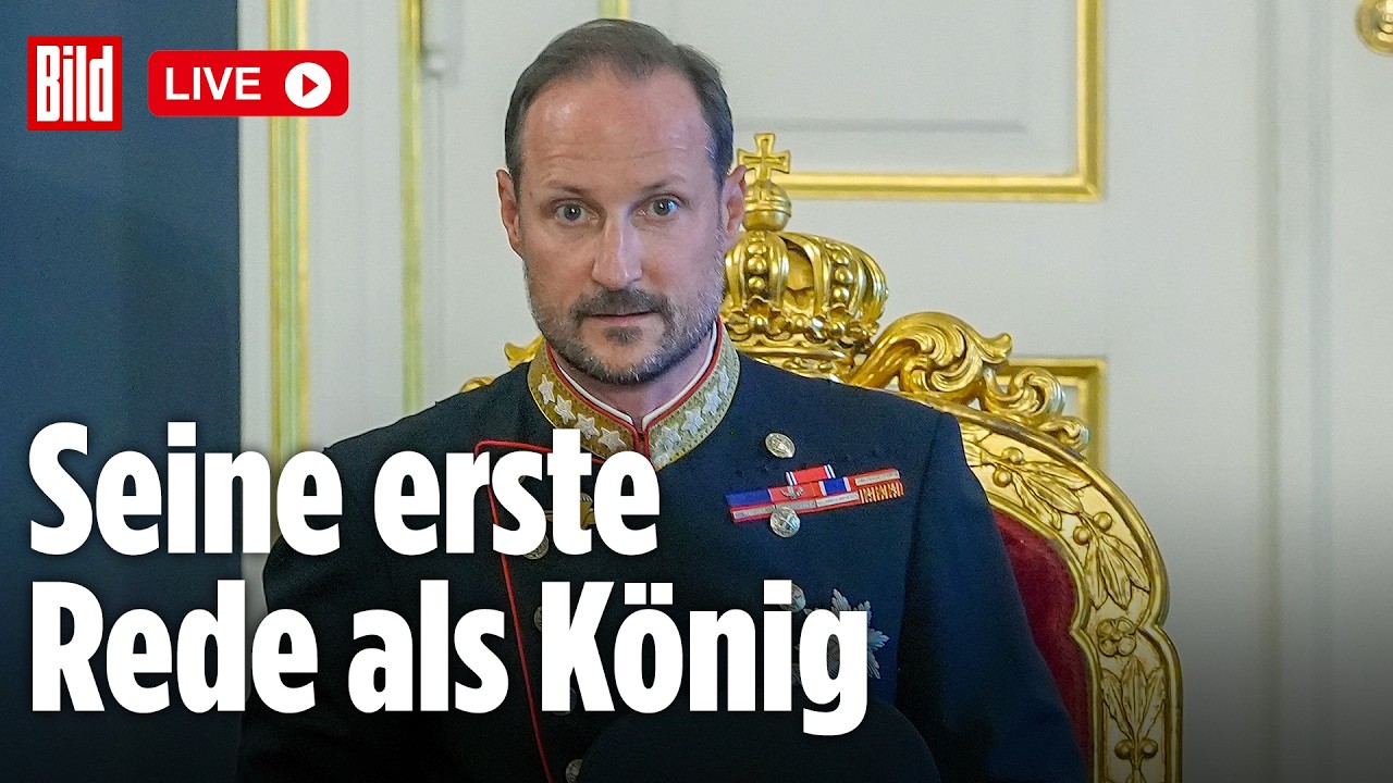 Haakon VIII. hält seine erste Rede als neuer norwegischer König | BILD LIVE