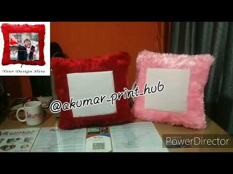 Custom printed soft fur cushion red, pink, size: 15x15 inche...