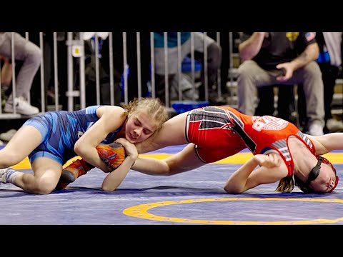 U13 Remi Downing (USA) vs Uliana Maksymovych (UKR) 40kg. Women girls youth wrestling. B-cam-man