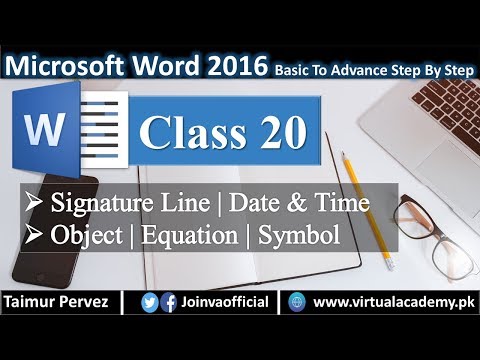 Microsoft Word | Signature Line | Date Time | Object | Equation | Symbol 20