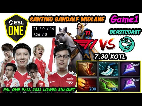 T1 vs Beastcoast | Karl Santino KOTL OP HERO GANDALF MIDLANE ESL ONE FALL 2021 Game1