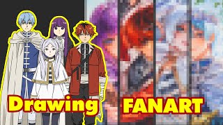 Painting Frieren, Fern, Stark And Himmel With Watercolors | Fanart Time: Sousou No Frieren