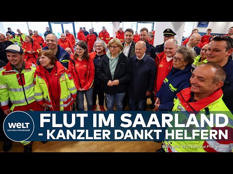 SAAR-FLUT: Neben Kanzler Scholz strömen viele Helfer in die Hochwassergebiete | WELT Thema