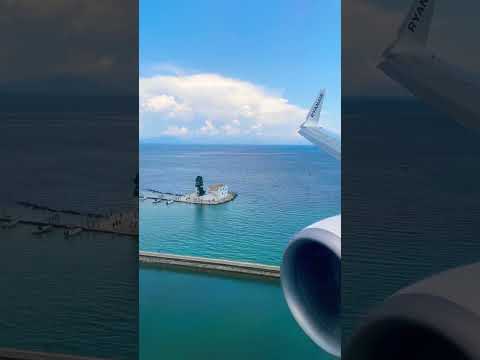 Landing into Corfu Airport CFU 🛬 Greece 🇬🇷 the beauty of travel aviation in action - Ryanair Flight