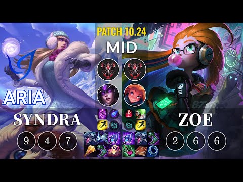 CGA Aria Syndra vs Zoe Mid - KR Patch 10.24