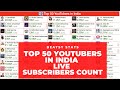 Top 50 YouTubers in India Live Sub Count - CarryMinati, Amit Bhadana, BB Ki Vines and More