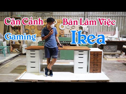 Bàn Làm Việc Ikea Mặt Gỗ Tự Nhiên