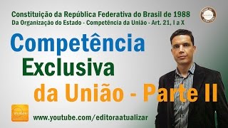 CF88 - Art. 21, I a X (Competência Material Exclusiva da União - Parte II)