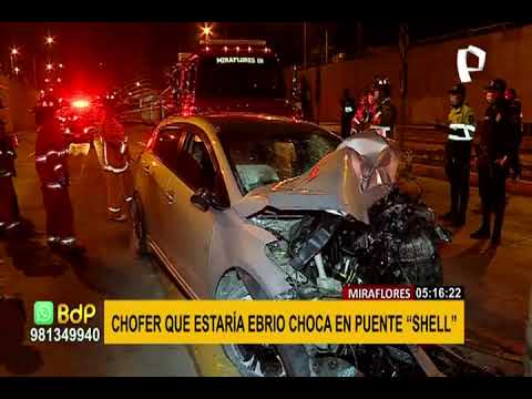 Miraflores: conductor aparentemente ebrio chocó contra muro de puente “Shell”