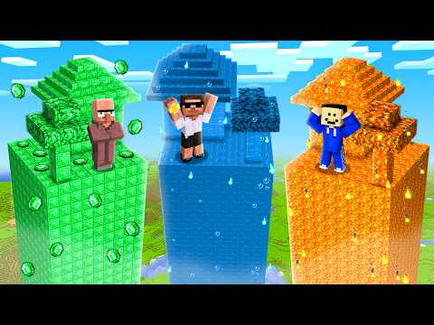 Fire vs Water Chunk Base Battle in Minecraft..