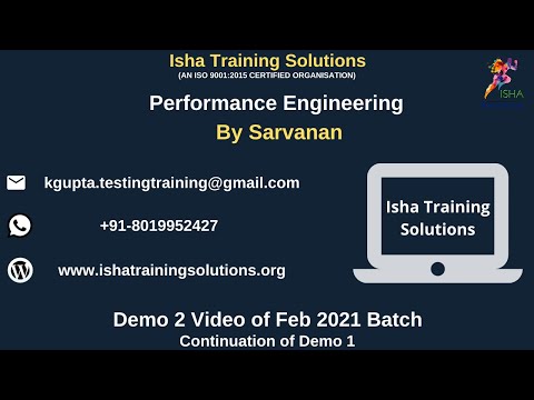 Performance Engineering Demo 2 Video 18th Feb. Pls contact / whatsapp us on +91-8019952427 to enroll