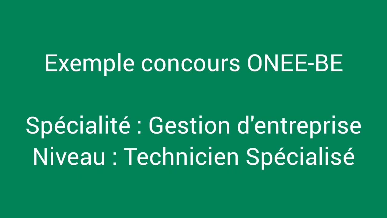 Exemple concours ONEE-BE- Gestion d'entreprise