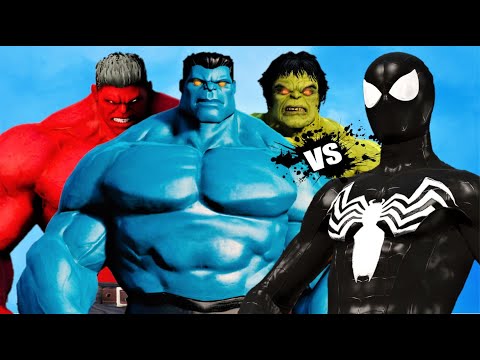 TEAM HULK & BIG RED HULK vs SPIDER-MAN VENOM - Epic Battle