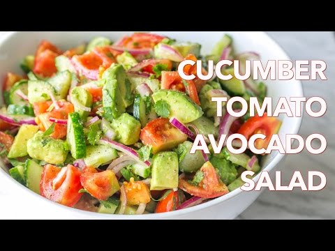 Salads: Cucumber Tomato Avocado Salad Recipe - Natasha's Kitchen Video