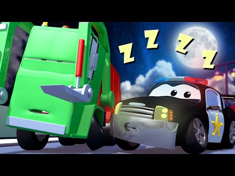 Der Streifenwagen in Autopolis -  Gary das MÜLLAUTO SCHLAFWANDELT! - Cartoons für Kinder 🚓 🚒