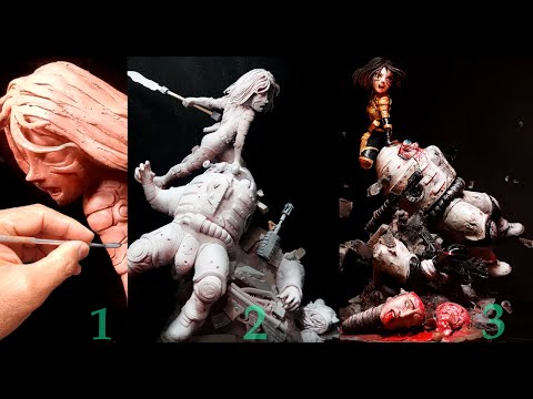 Esculpiendo Alita Ángel de combate Sculpting Gally Battle Angel Timelapse GUUM Versión CORTA DIORAMA