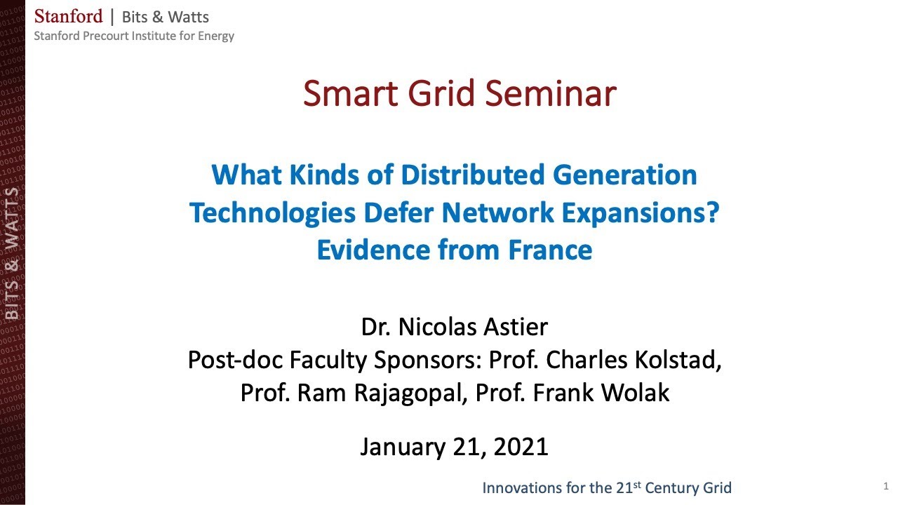 Distributed generation and the need for network expansions I Nicolas Astier I Smart Grid Seminar