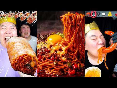 HUBA ate a lot of Spicy Buldak & Chicken Wraps. 100% Challenge!