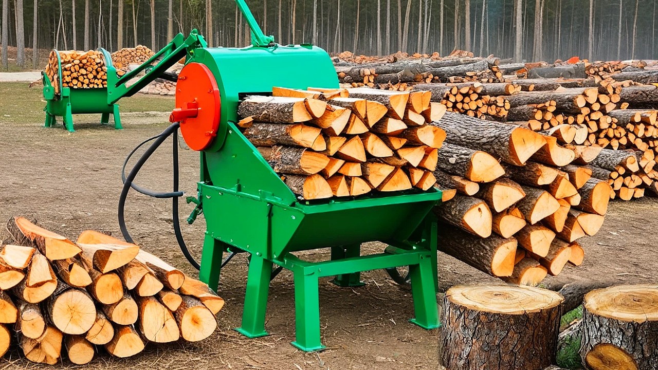Fastest Automatic Firewood Processing Machines Modern Wood Cutter and Splitter Machines