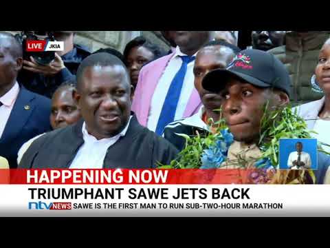 Marathon record holder Sabastian Sawe jets back into the country