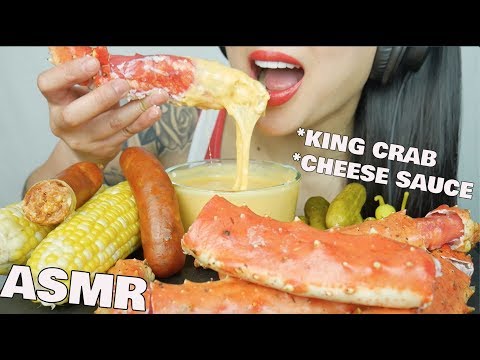 ASMR SEAFOOD CHEESE FONDUE *KING CRAB SAUSAGE (EATING...