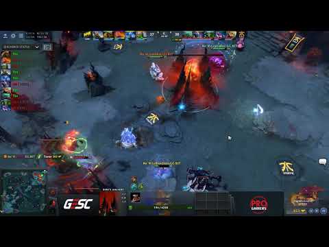 Dota 2 - GESC 2018 - NAVI vs Fnatic - Dendi rush base with Rapier against Mega Creeps