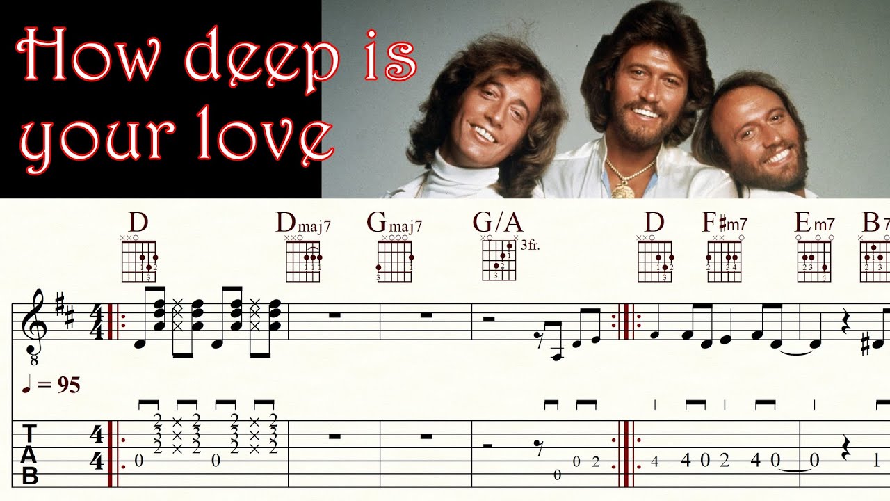 HOW DEEP IS YOUR LOVE | BEE GEES | Complete version | Acoustic Guitar Lesson | TAB & Sheet Music