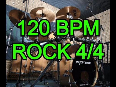 ROCK BEAT 120 BPM - DRUMS 4/4 (No Fills) Straight Beat - Drum Track / Loop / Metronome