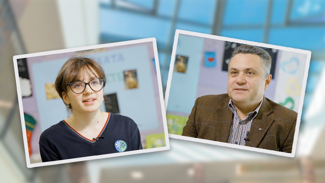 Евелина от 8. клас и нейният баща за иновативната програма в гимназията на BRITANICA Park School