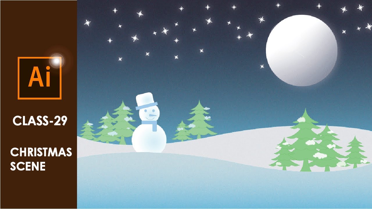 Christmas Vector Scene in Illustrator - Grain Texture in Illustrator - Adobe Illustrator Tutorial